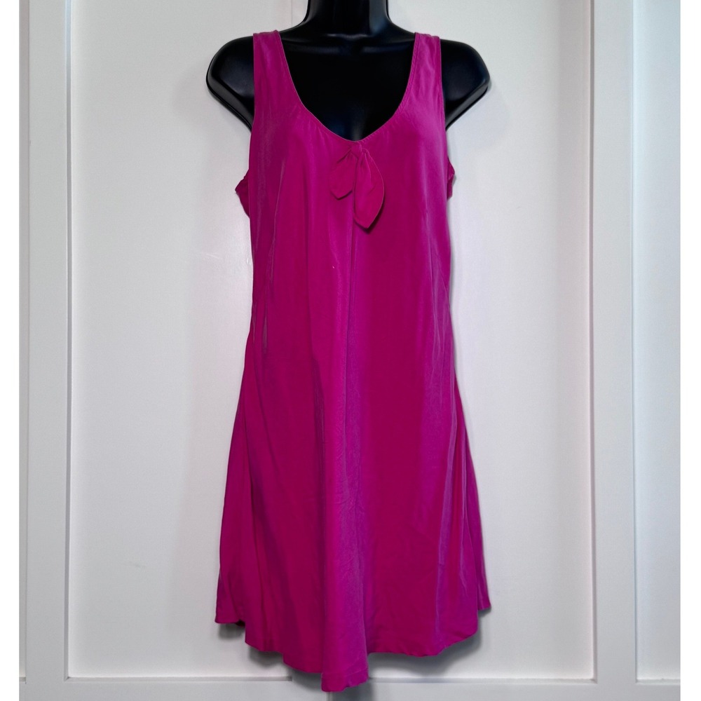 Victoria's Secret Vintage Gold Label Silk Slip‎ Dress Fuchsia Pink Tie Small
